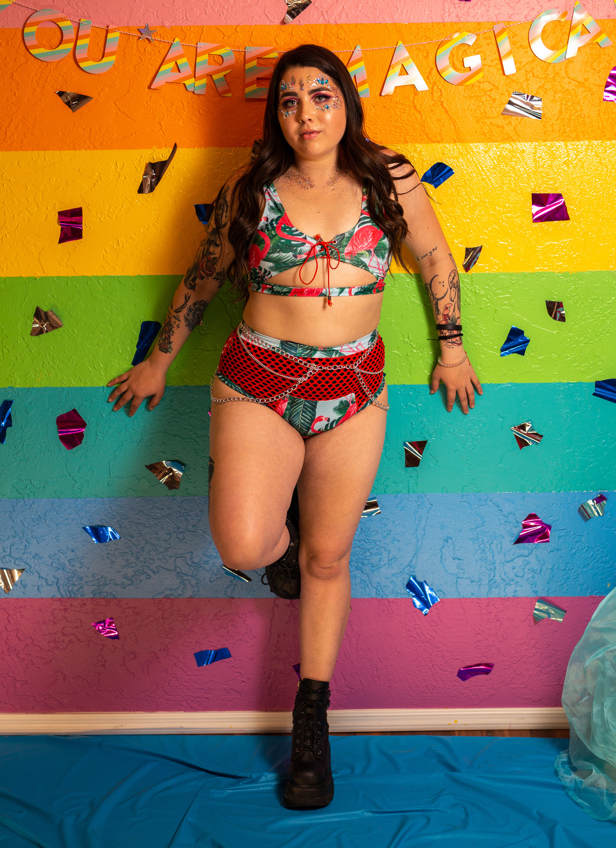 FLASHING FLAMINGO UNDERBOOB TOP