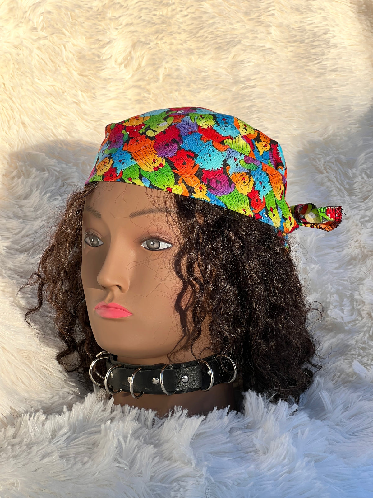 I HEART DOGS RETRO SQUARE HEADSCARF