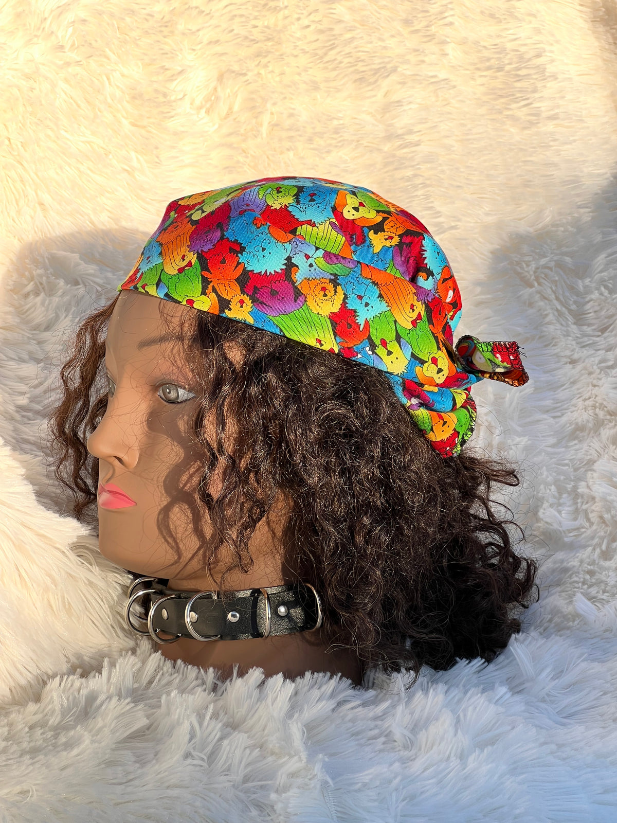 I HEART DOGS RETRO SQUARE HEADSCARF