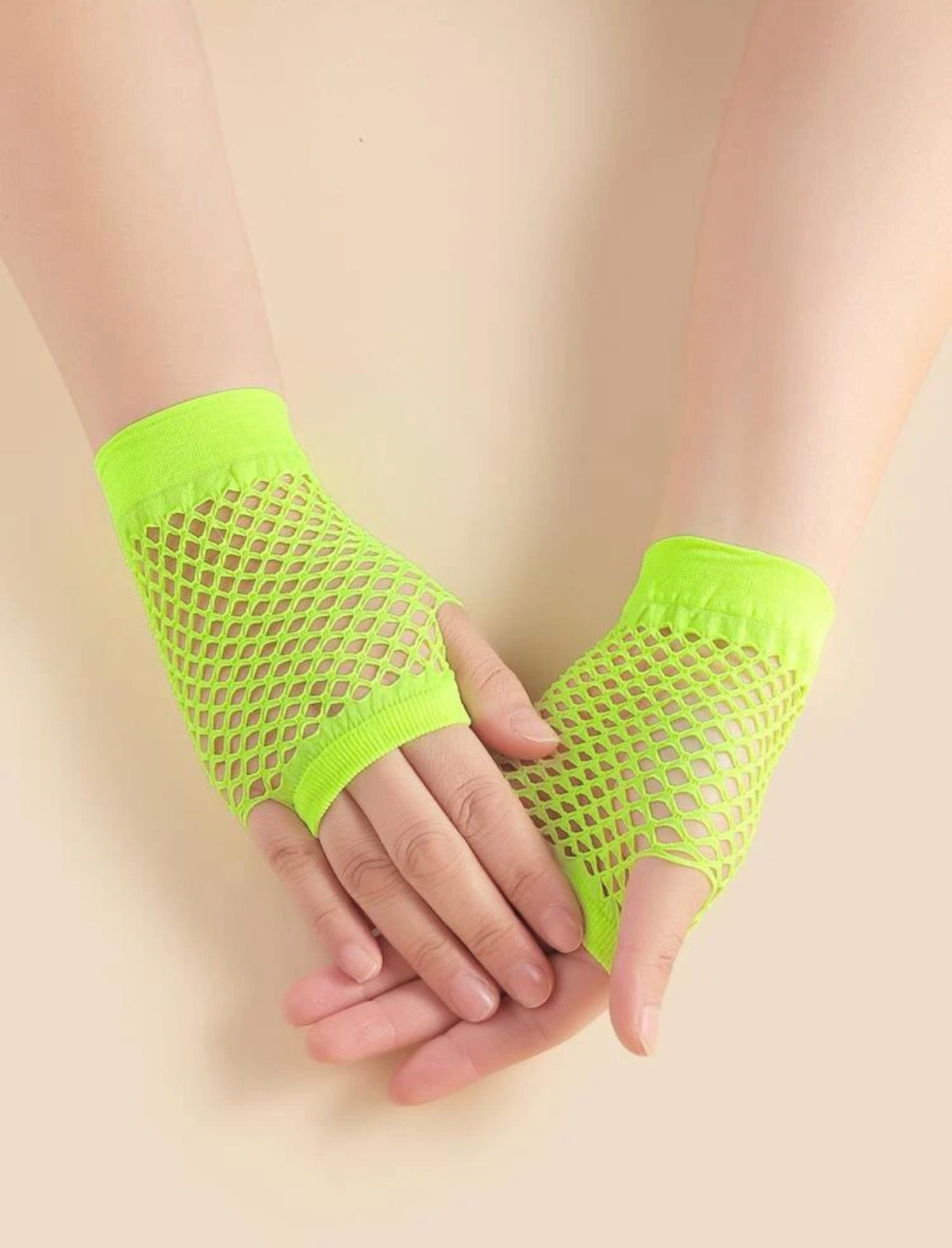Neon Green Short Fishnet Gloves