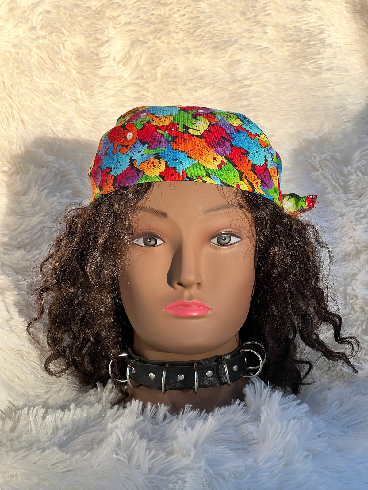 I HEART DOGS RETRO SQUARE HEADSCARF