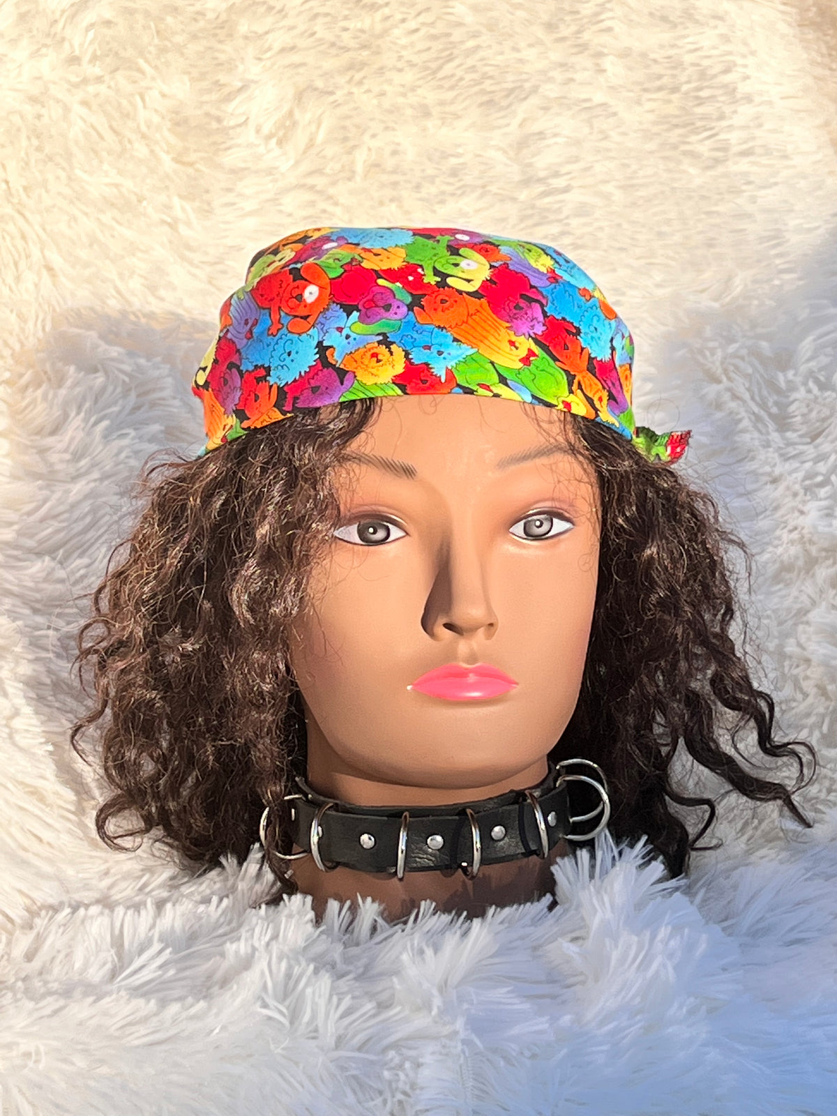 I HEART DOGS RETRO SQUARE HEADSCARF