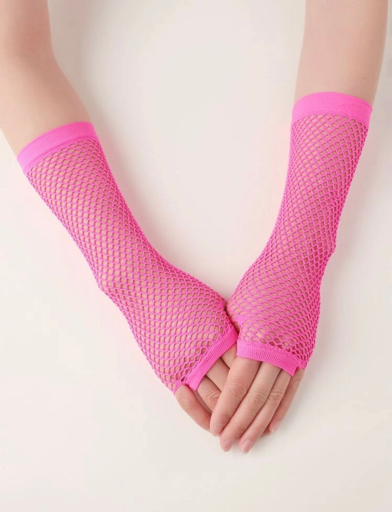 Hot Pink Fishnet Gloves
