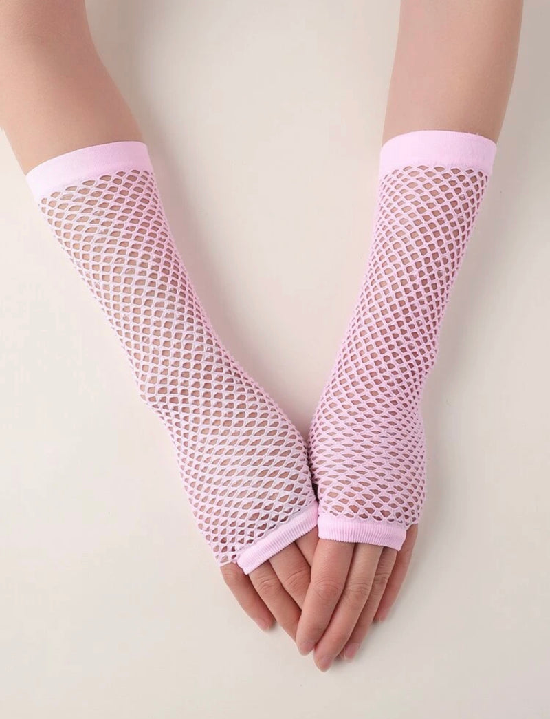 Light Pink Fishnet Gloves