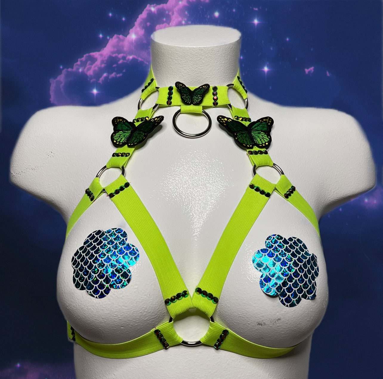 ELECTRICITY GREEN BUTTERFLY HARNESS – Rave Fantasyland